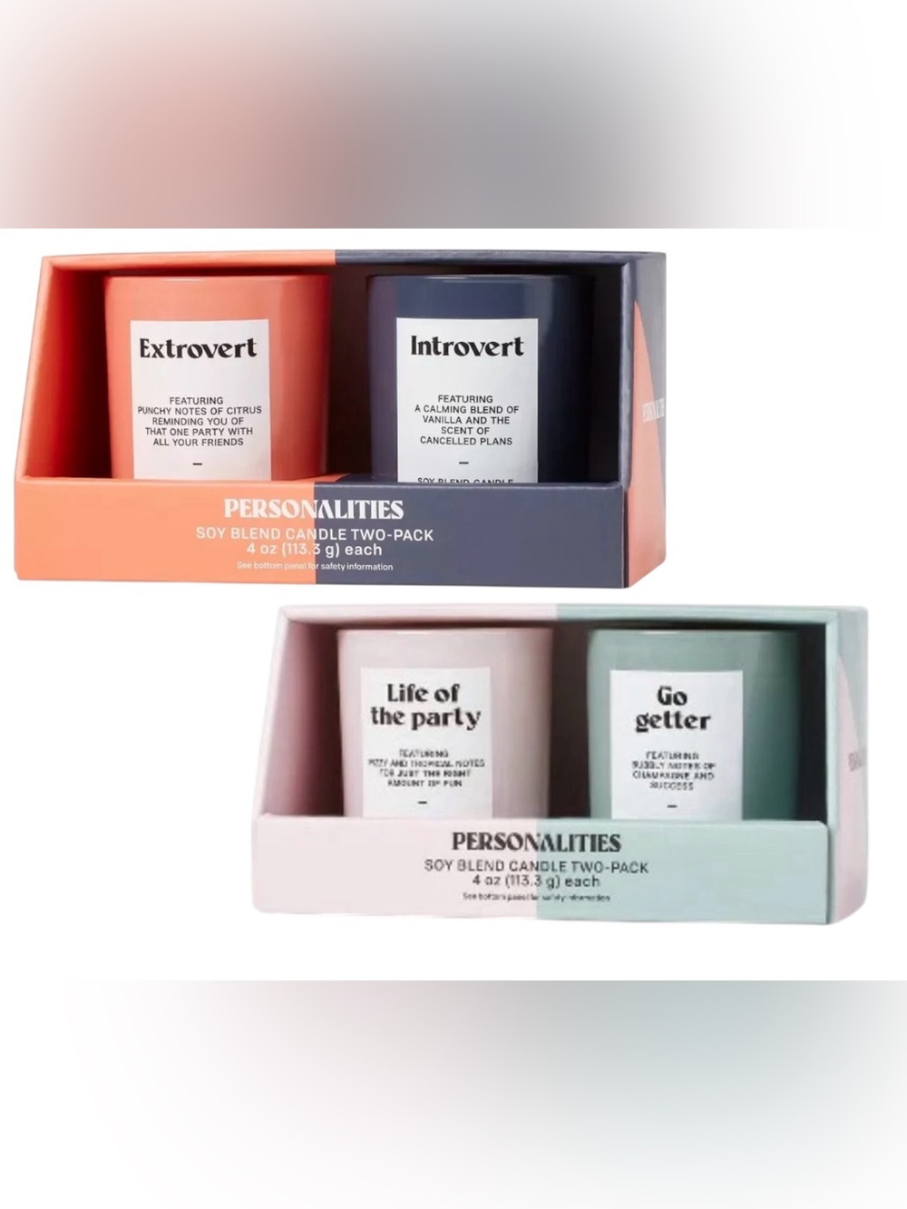 Personalities Soy Blend 2 Pack Candles New In Box